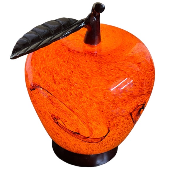 Vintage Blown Glass Light up Apple on Wood Base - Picture 4 of 8